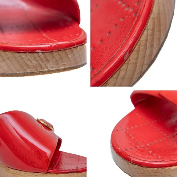 Chanel‎ Vintage Red Patent Leather Heeled Mules – Size 37 (US 7 / UK 4.5) - Picture 10 of 12